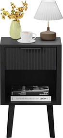 Éjjeliszekrény, fekete, TOBI