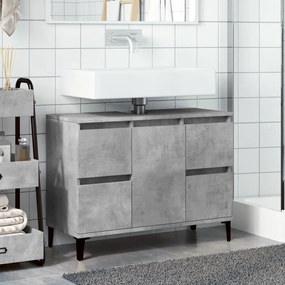 betonszürke szerelt fa mosdószekrény 80 x 33 x 60 cm