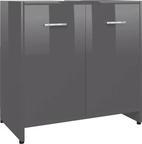 vidaXL magasfényű szürke forgácslap fürdőszobaszekrény 60 x 33 x 61 cm