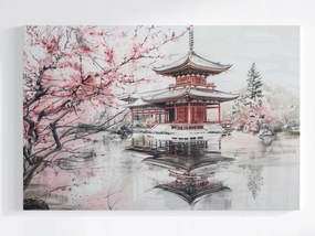 Canvas Vászonkép Japán Cseresznye Templom Pagoda Orient 60x40