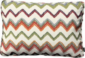 Párnahuzat 60x40 piros-zöld cikk-cakk mintás, krémszínű alapon