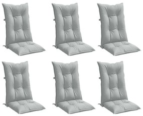 6 db világosszürke szövet magas háttámlájú székpárna 120x50x7cm