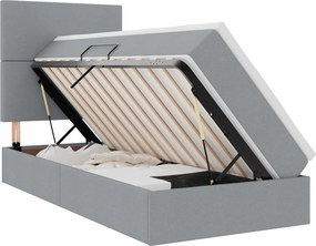 vidaXL Ágy tárolóval és matraccal Világosszürke 90 x 200 cm Poliészter