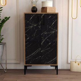 Cipősszekrény Prag Walnut és Black Marble