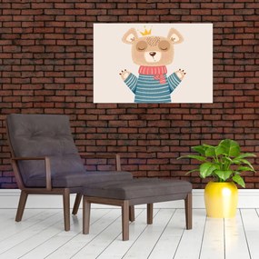 Kép - Bézs mackó koronával (90x60 cm)