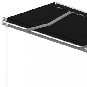 antracitszürke kézzel kihúzható póznás napellenző 400 x 350 cm