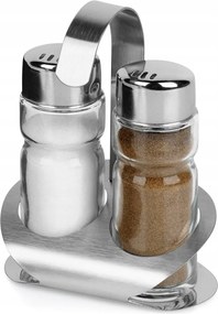 Só- És Borsszóró Állvány 3 El. Ezüst Acél Üveg
