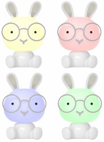 LED RGBW dimmelhető gyerek éjjeli lámpa 2,5W/230V fehér nyuszi