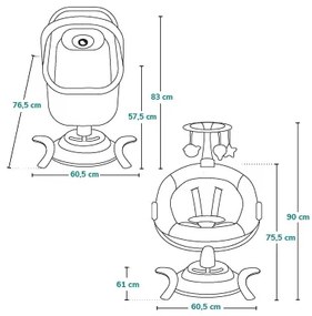 Lionelo - 2 az 1-ben baba ringató zenével BELLA Grey Concrete + távirányító