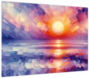 Üveg kép - Színes művészi naplemente (70x50 cm)
