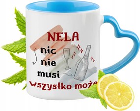 Neli Kék Bögre Szív Alakú Füllel Ajándék Nyomtatott