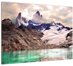 Hegyi tó képe (üvegen) (70x50 cm)