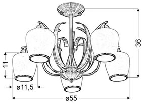 Csillár rúdon OPERA 5xE27/60W/230V