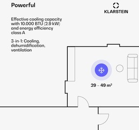 Kraftwerk Smart10K, mobil klíma, 3 az 1-ben, 10 000 BTU, irányítás alkalmazás által, fehér