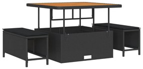 12 darabos kerti kanapészett párnákkal fekete poly rattan akáciával