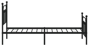 fekete fém ágykeret fej- és lábtámlával 90 x 200 cm