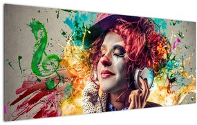 Kép - Női művész fejhallgatóval (120x50 cm)