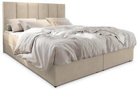 Kárpitozott boxspring ágy MERALIS 140x200 cm bézs Matrac: Bonell rugós matrac
