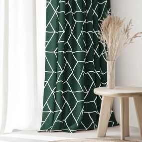 Goldea pamut függöny - mozaik minta, sötétzöld alapon 160x150 cm