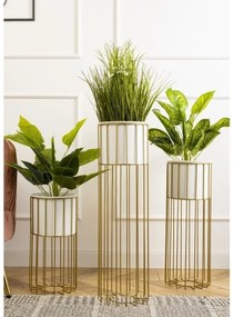 Fém virágcserép LOFT 70x20 cm arany/fehér