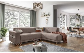 Barna kinyitható-tárolóhelyes sarokkanapé (jobb oldali-L alakú) Classy Sophie – Miuform