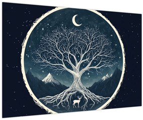 Kép – Mágikus fa szarvassal II. (90x60 cm)