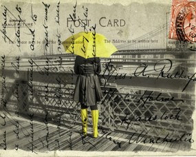 Poszter 50x40cm Turista esernyĆvel a Brooklyn hĂdon, Assaf F