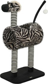 PawHut Macska Fa, Magassága 93 cm, Zebra Mintás Macska Fa, Hegymászó Fa Macskatunnellel, Macska Kaparóoszlop Juta Oszlopokkal, Játék Fa, Macska Bútor,