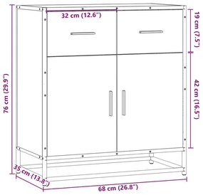 komód Szürke Sonoma 68x35x76 cm Gépi úton előállított fa