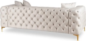 Háromszemélyes kanapé krém színben, bársony kárpittal. SORRENTO 3S