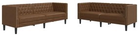 2 részes barna művelúr Chesterfield kanapégarnitúra