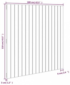 fekete tömör fenyőfa fali fejtámla 108 x 3 x 110 cm
