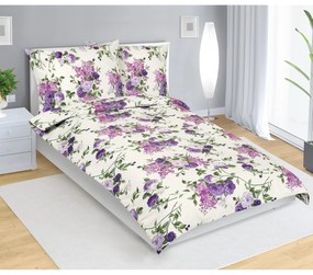 Bellatex Rózsa pamut ágyneműhuzat lila, 140 x 200 cm, 70 x 90 cm, 140 x 200 cm, 70 x 90 cm