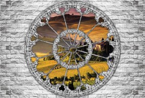 Fotótapéta Toszkána ablak vinil tégla nap 368x254 +ragasztó