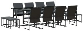 vidaXL Kert étkező szett 13 pcs Fekete Acél