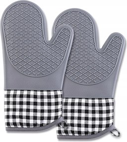 Konyhai kesztyű 2db Grill Hőálló Kandalló Sütő Tűz Szürke