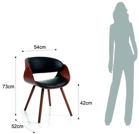 Fekete-sötétbarna kárpitozott karfás étkezőfotel Visby Evo – Tomasucci