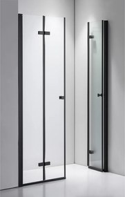 Stuxi Verona Big Black 180 cm széles kétszárnyú csukló zuhanyajtó (90+90 cm), 6 mm vízlepergető üveggel, matt fekete profillal, 195 cm magas
