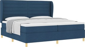 vidaXL Boxspring ágy matraccal Sötétszürke 90x190 cm Szövet Kék szövet