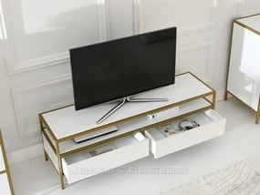 TV asztal/szekrény Soren Rtv (fehér fa + arany). 1111726