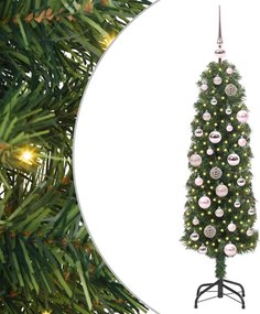 vidaXL Mű karácsonyfa 150 LED-del Zöld 120 cm PVC, acél és műanyag