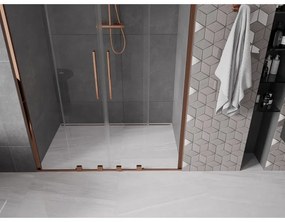 Mexen Velar Duo, nyitható tolóajtó 160x200 cm, 8mm átlátszó üveg, rózsa arany, 871-160-000-02-60