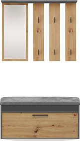 MIX Parma előszobafal, 100x81.5x35 cm, antracit-tölgy