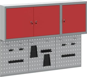 vidaXL Szerszámos szekrény készlet polcokkal 5 pcs Piros Porszórt acél