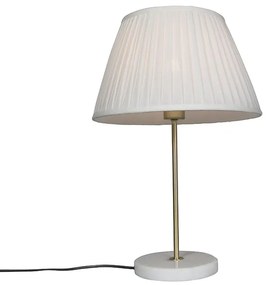 Retro asztali lámpa sárgaréz rakott árnyalatú krémmel 35 cm - Kaso