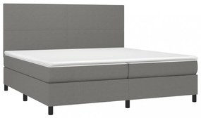 sötétszürke szövet rugós és LED-es ágy matraccal 200x200 cm