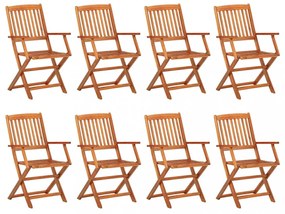 9 részes tömör akácfa kerti étkezőgarnitúra 180 x 90 x 75 cm