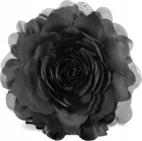Dekoratív párnahuzat 40 cm fekete 3D virágos párna dekoráció kerek