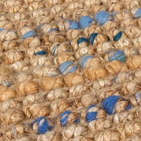Kék-natúr színű kézi szövésű juta futószőnyeg 60x230 cm Jute Boucle Blue – Flair Rugs
