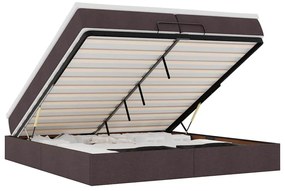 Ottomán ágykeret matracokkal Sötétbarna 200x200cm szövet